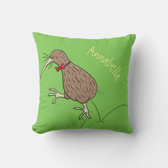 Coussin Joyeux kiwi de saut avec dessin de cravate arc (Recto)