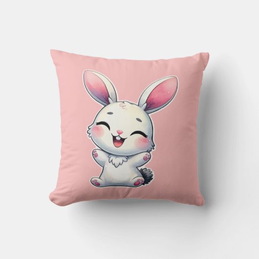 Coussin Joyeux lapin aquarelle (Recto)