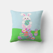 Coussin Joyeux Lapin de Pâques aux œufs mignons (Verso)