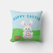 Coussin Joyeux Lapin de Pâques aux œufs mignons (Recto)