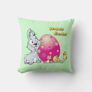 Coussin Joyeux lapin de Pâques et bébé poussin