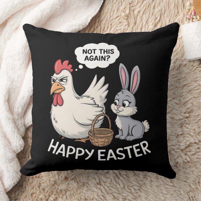 Coussin Joyeux lapin lapin de Pâques poulet pas encore ça (Couverture)