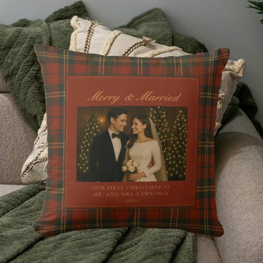 Coussin Joyeux & Mariés Premier Noël de Nouveaux Mariés Ph