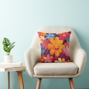 Coussin Joyeux Motif de fleurs colorées