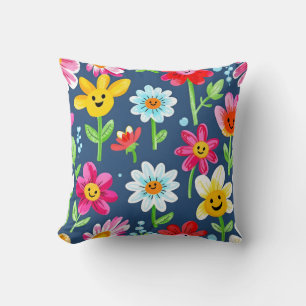 Coussin Joyeux Motif de la face de fleurs.Extérieur modern