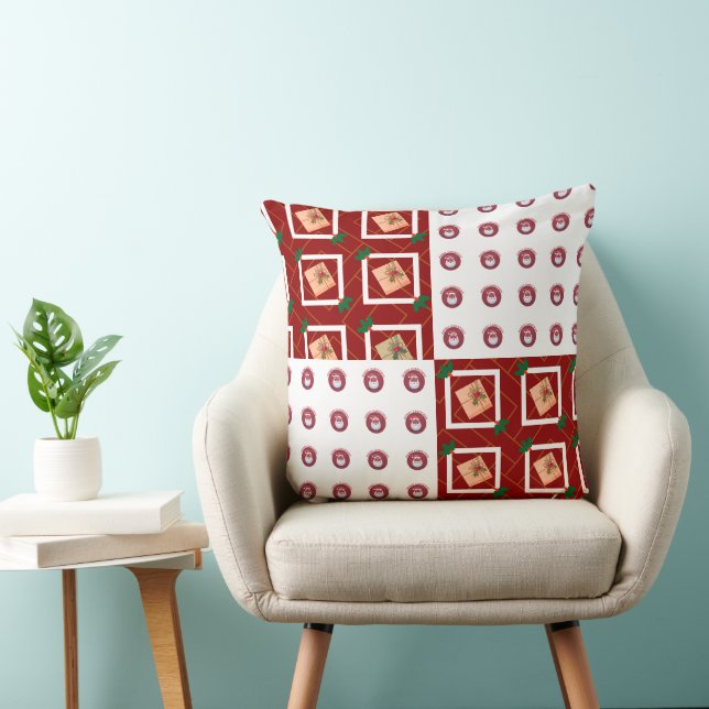 Coussin joyeux motif et logo de noël (Chaise)