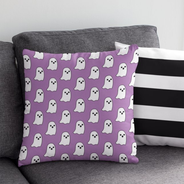 Coussin Joyeux Motif fantôme violet Halloween (Créateur téléchargé)