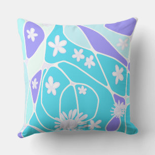 Coussin Joyeux Neuro Art Floral - Turquoise violet