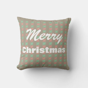 Coussin Joyeux Noël À damiers Vintage