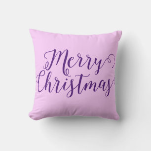 Coussin Joyeux Noël à deux tons violet Noël