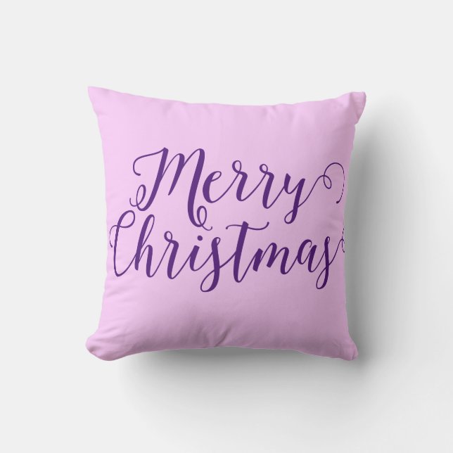 Coussin Joyeux Noël à deux tons violet Noël (Recto)
