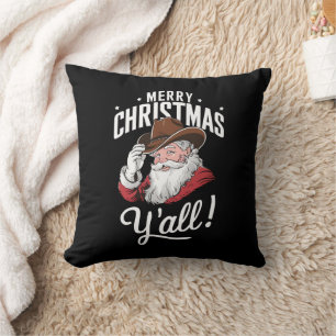Coussin Joyeux Noël à tous Cow-Boy Country Santa Claus