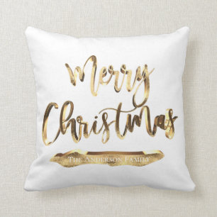 Coussin Joyeux Noël Ajouter un nom ou du texte Or et blan