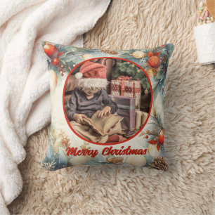 Coussin Joyeux Noël aquarelle Foliage Vert Photo