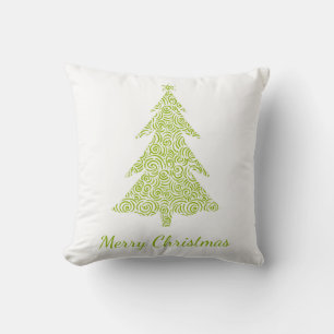 Coussin Joyeux Noël, arbre de Noël vert vif