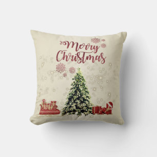 Coussin Joyeux Noël, Arbres de Noël, Présents, Sommeil