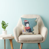 Coussin Joyeux Noël : Art d'illustration de chat (Chaise)