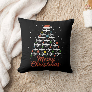 Coussin Joyeux Noël Avion Vacances Arbre
