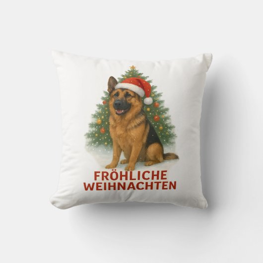 Coussin Joyeux Noël berger allemand de Noël (Recto)