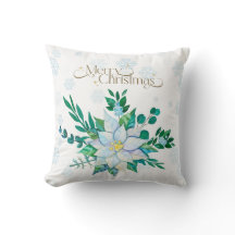 Joyeux Noël blanc Poinsettia Snowflakes