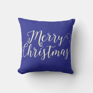 Coussin Joyeux Noël bleu foncé Beige Noël
