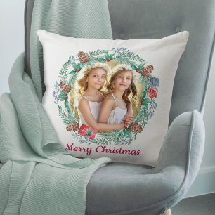 Coussin Joyeux Noël Bonne Année Photo Double Face