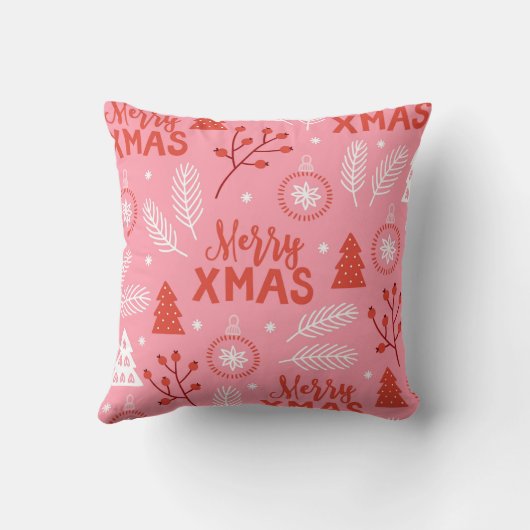 Coussin Joyeux Noël Botanique Rose-Rétro (Verso)