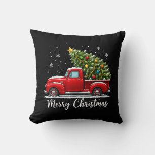 Coussin Joyeux Noël Camion Rouge Sapin Hommes Femmes