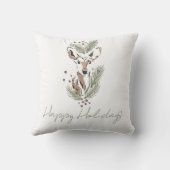 Coussin Joyeux Noël Cerf Aquarelle Rustique (Verso)