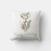 Coussin Joyeux Noël Cerf Aquarelle Rustique (Recto)