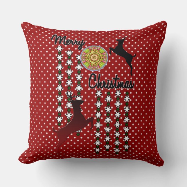 Coussin Joyeux Noël Cerf de Neige (Recto)