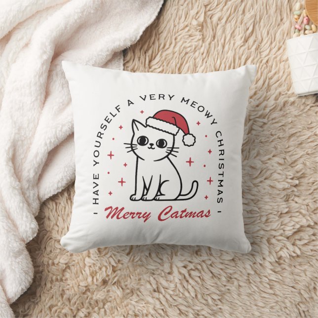 Coussin Joyeux Noël chat rouge esthétique (Couverture)