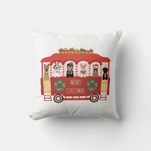 Coussin Joyeux Noël Chiens de vacances Trolly