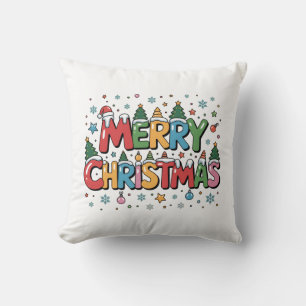 Coussin Joyeux Noël coloré Joyeux Enfants Caricature Jeu d