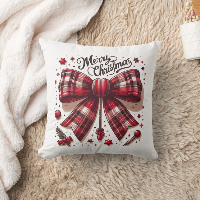 Coussin joyeux noël Coquette rouge plaid (Créateur téléchargé)