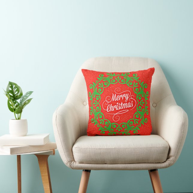 Coussin Joyeux Noël, couleurs de vacances, (Chaise)