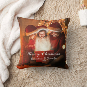 Coussin Joyeux Noël d'amour Grand-mère Photo