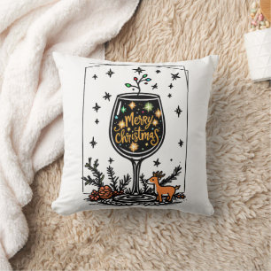 Coussin Joyeux Noël dans un verre de vin