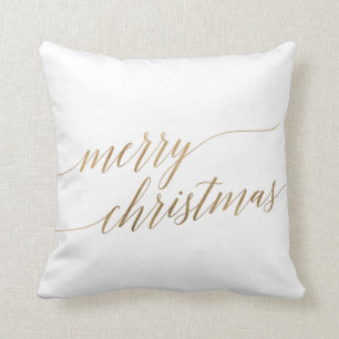 Coussin Joyeux Noël de calligraphie élégante d'or