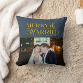 Coussin Joyeux Noël de jeunes mariés photo premier Noël (Couverture)