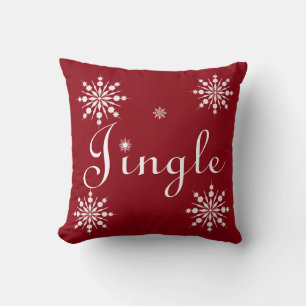 Coussin Joyeux Noël de Joyeux Jingle rouge et blanc décora