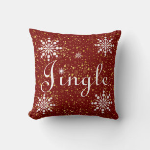 Coussin Joyeux Noël de Joyeux Jingle rouge et blanc décora