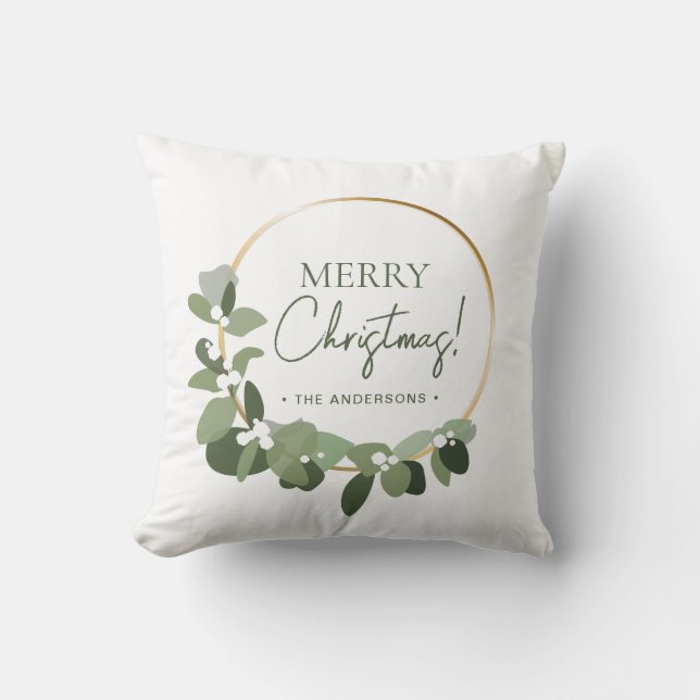 Coussin Joyeux Noël de la famille moderne (Recto)