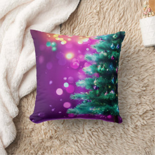 Coussin Joyeux Noël de neige déco bleu et blanc