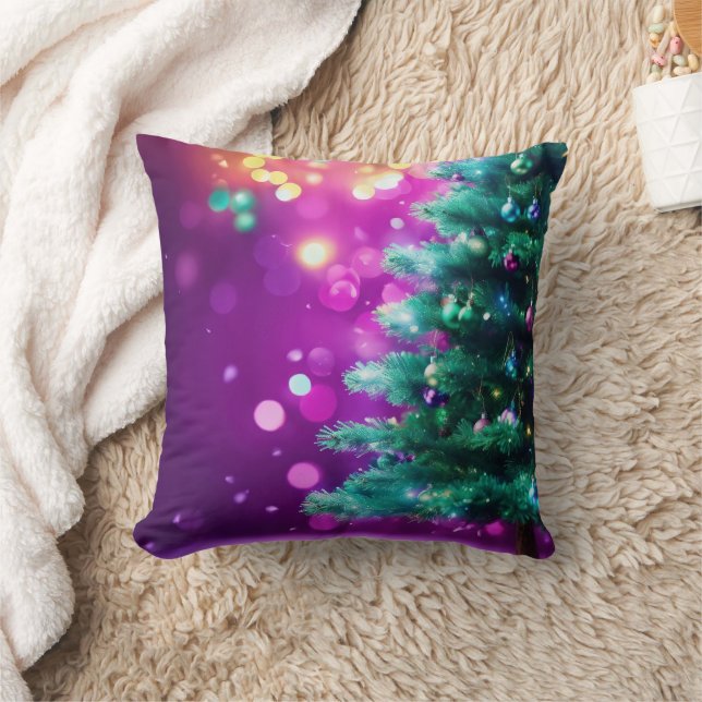 Coussin Joyeux Noël de neige déco bleu et blanc (Couverture)