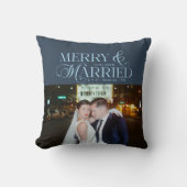 Coussin Joyeux Noël de Nouveaux Mariés Photo  (Recto)