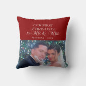 Coussin Joyeux Noël de Nouveaux Mariés Photo  (Verso)