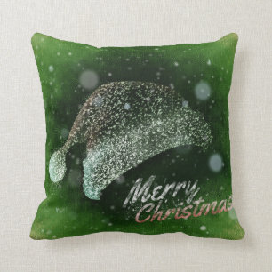 Coussin Joyeux Noël de parties scintillantes de casquette