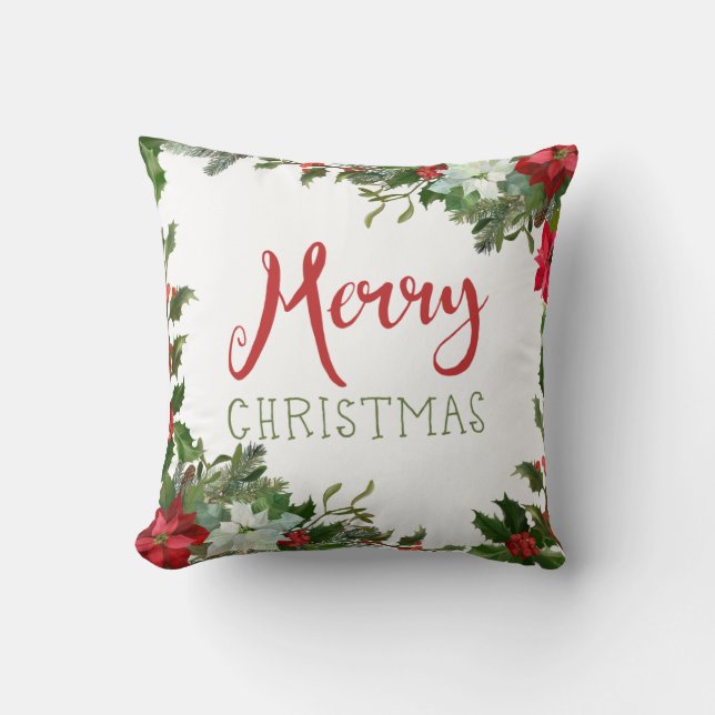 Coussin Joyeux Noël de verdure (Recto)