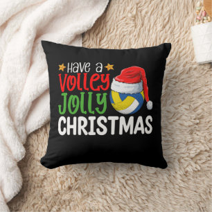 Coussin Joyeux Noël de volley-ball en fête